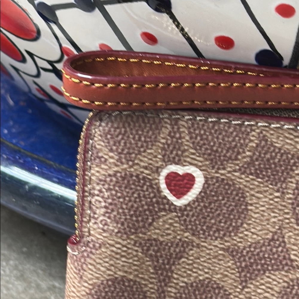 Coach Brown Wristlet with Dinosaur and Strawberry Patches - Picture 10 of 13